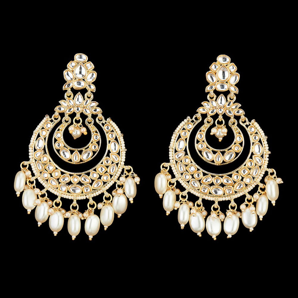 Kundan earrings, off white earrings, pearl earrings, danglers, drop earrings, Jhumkas, Indian earrings.