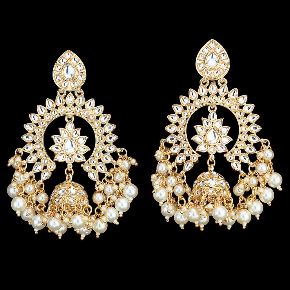 Kundan earrings, off white earrings, pearl earrings, danglers, drop earrings, Jhumkas, Indian earrings.