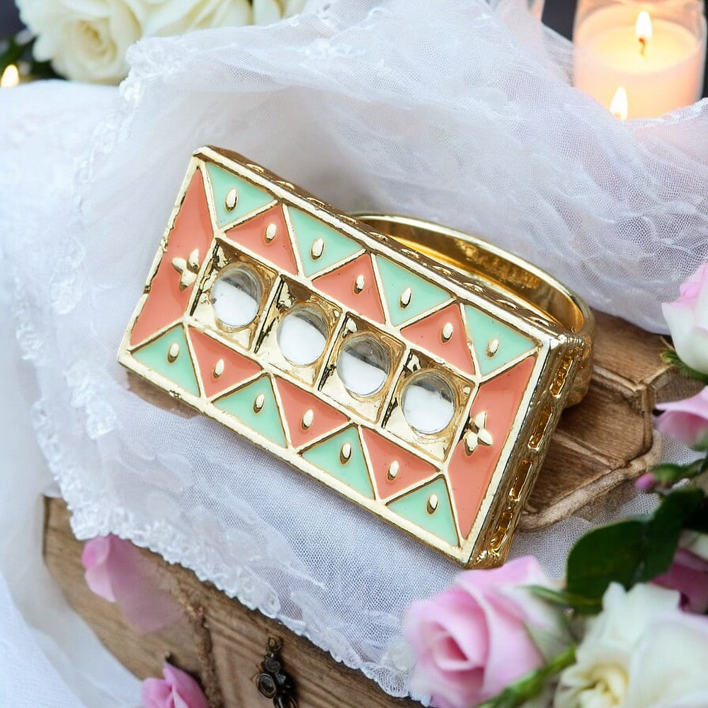 Golden adjustable finger ring