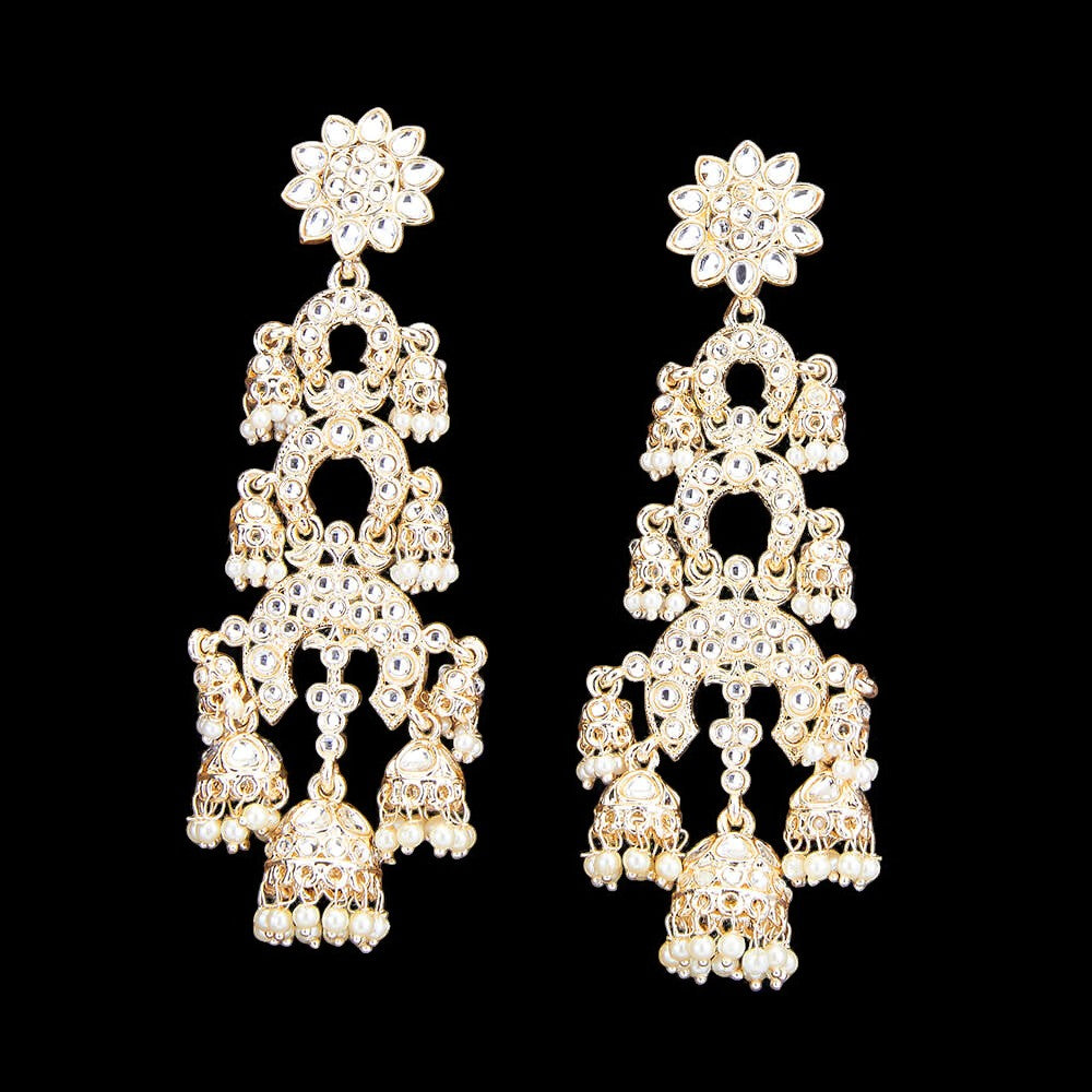 Kundan earrings, off white earrings, pearl earrings, danglers, drop earrings, Jhumkas, Indian earrings.