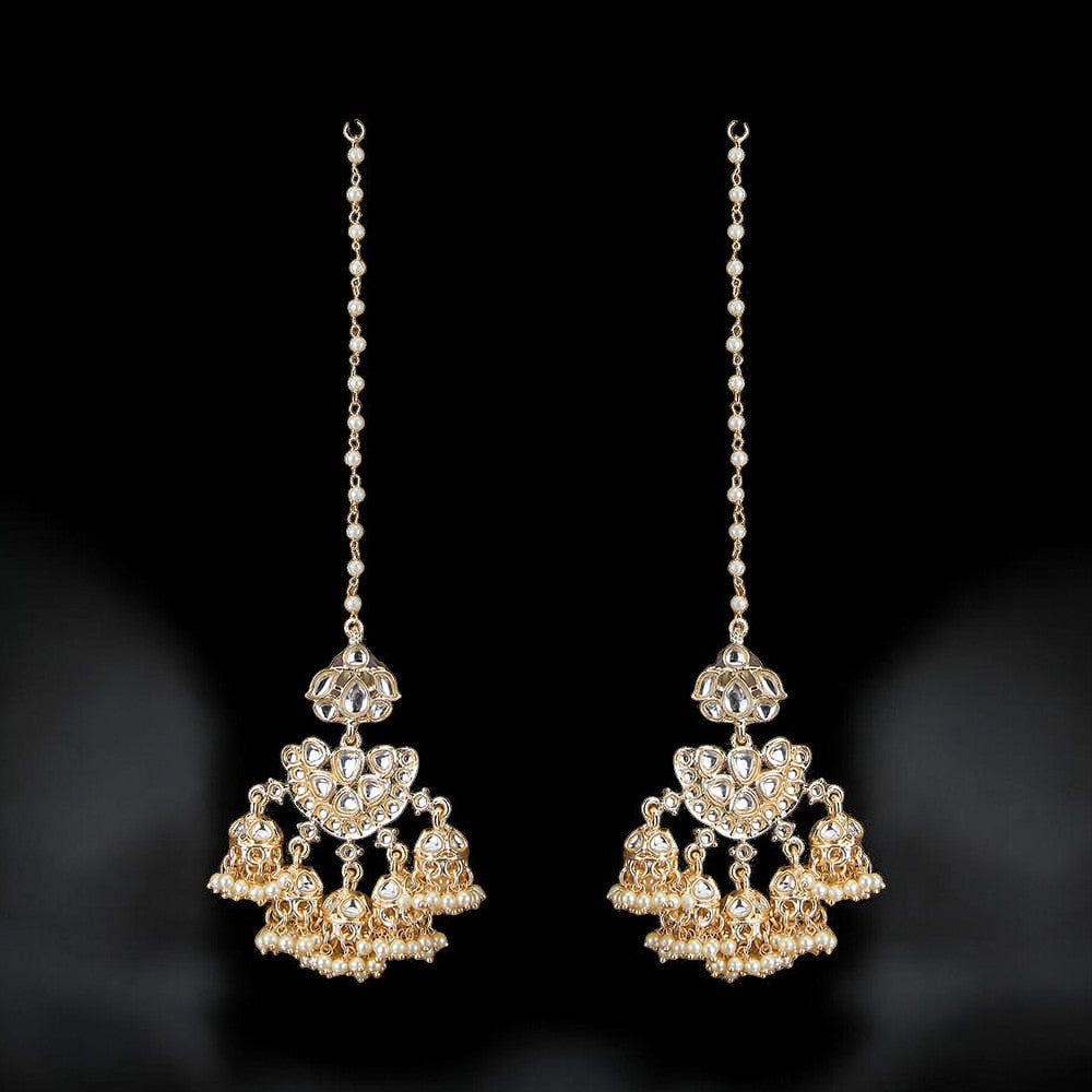 Kundan earrings, off white earrings, pearl earrings, danglers, drop earrings, Jhumkas, Indian earrings.