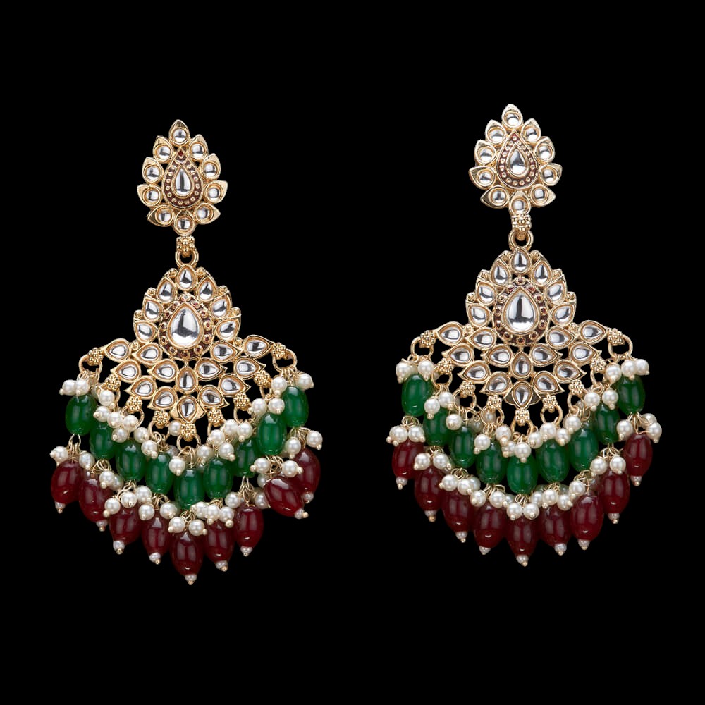 Kundan, Pearl Jhumka earrings