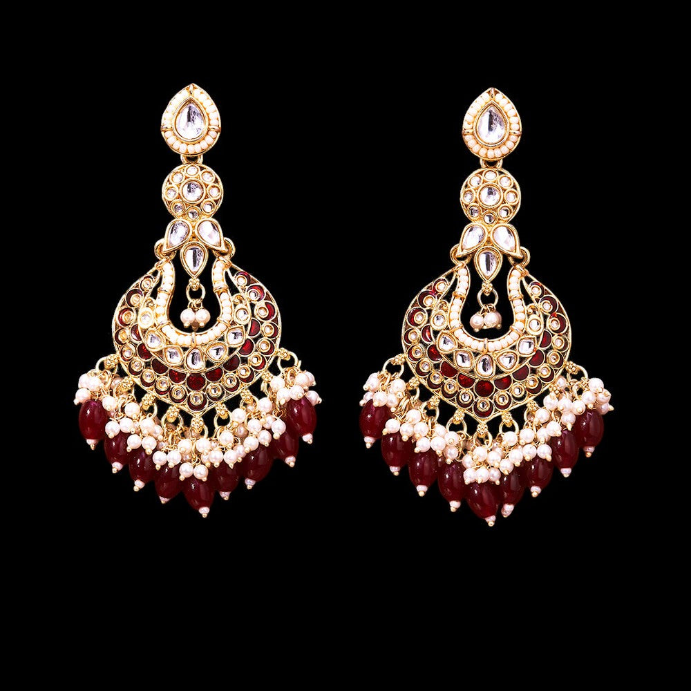 Kundan, Pearl Jhumka earrings