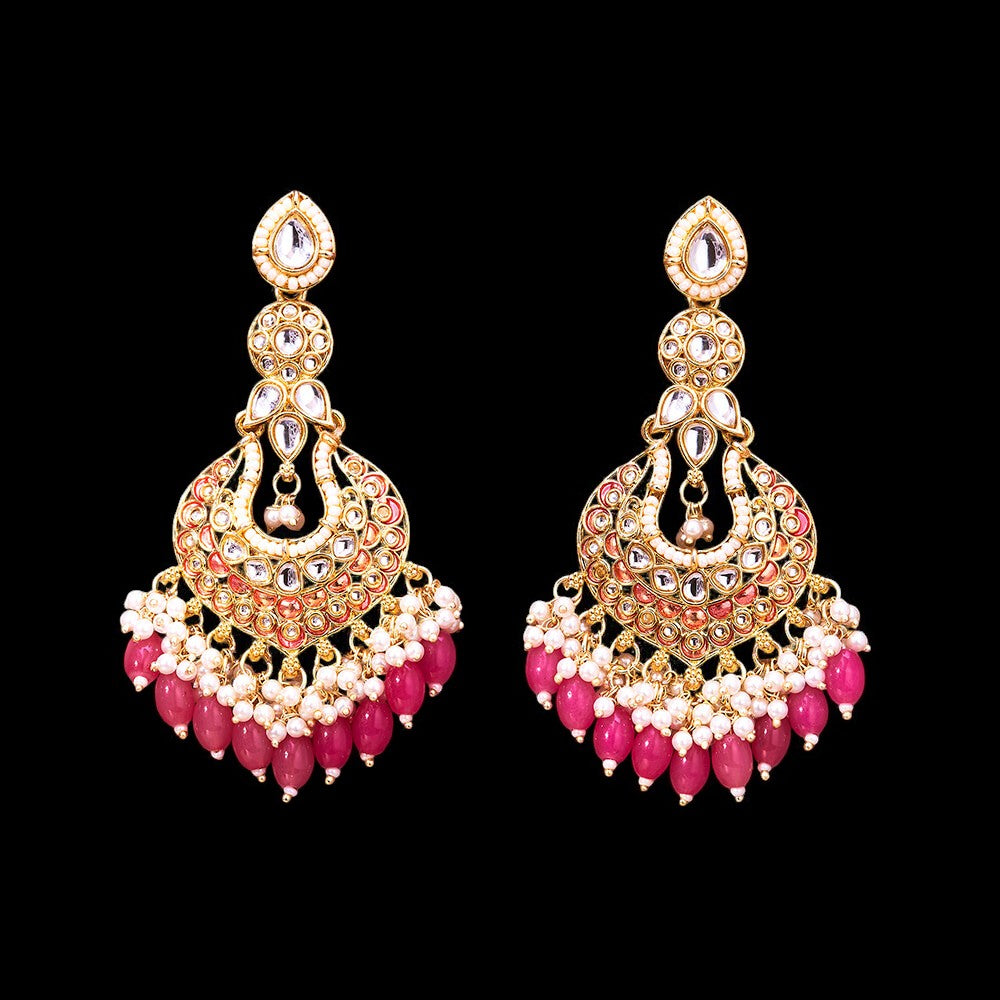 Kundan, Pearl Jhumka earrings