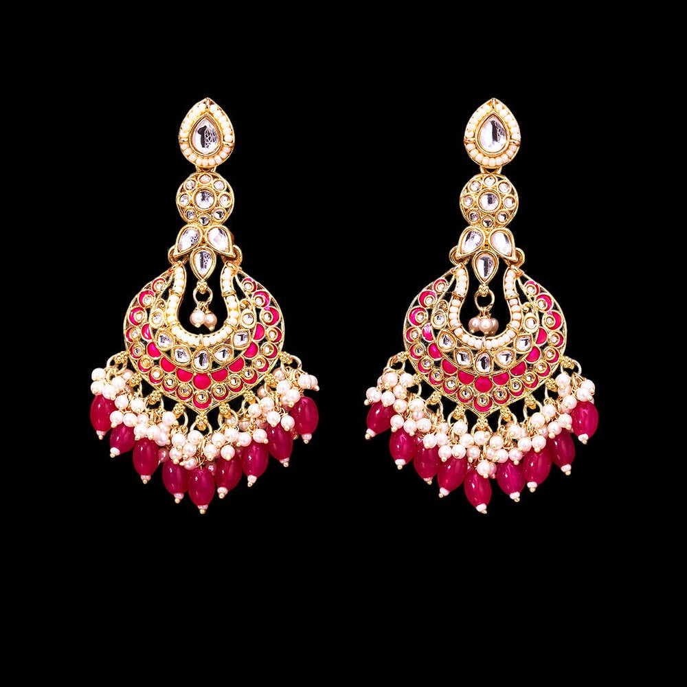 Kundan, Pearl Jhumka earrings