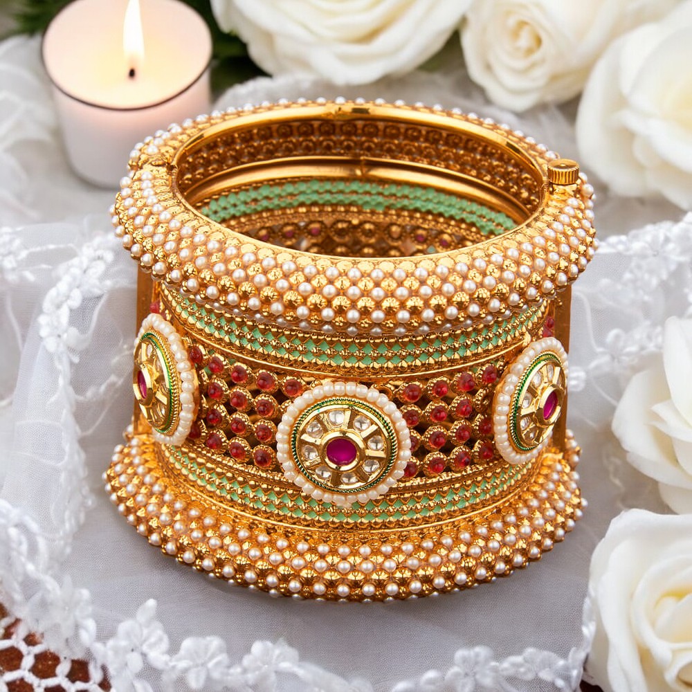 Gold Kundan bangle, Indian bangle, Bridal Bangle