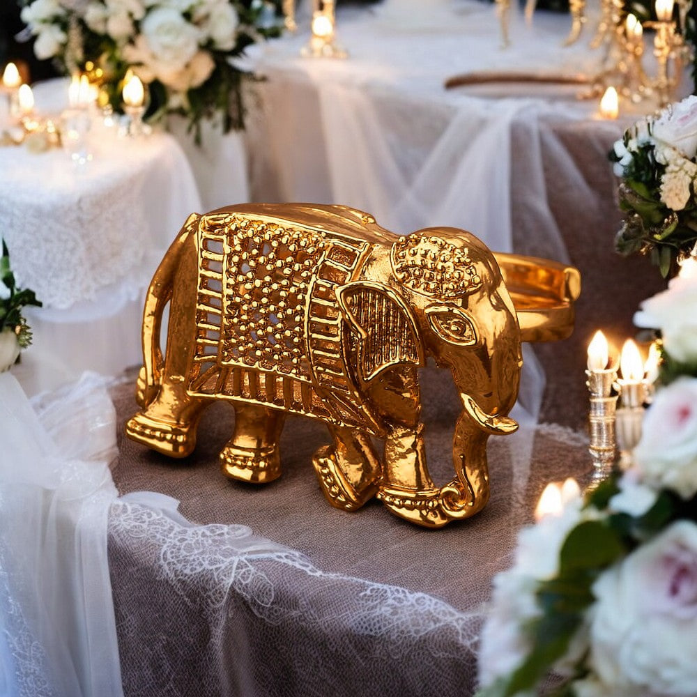Golden elephant adjustable finger rings