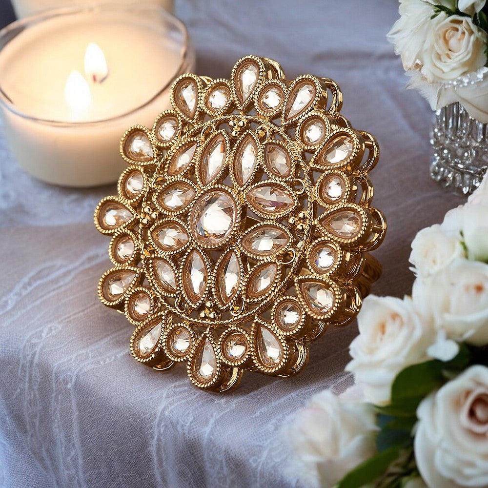 Golden adjustable finger ring