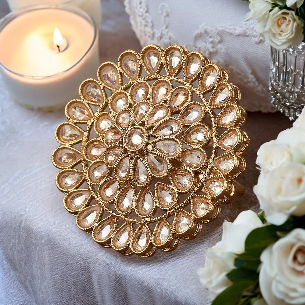 Golden adjustable finger ring