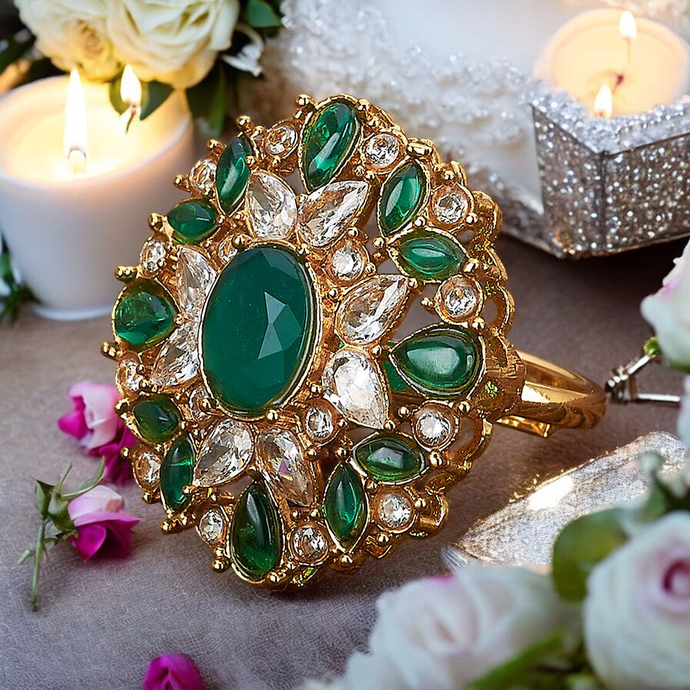 Golden adjustable finger ring