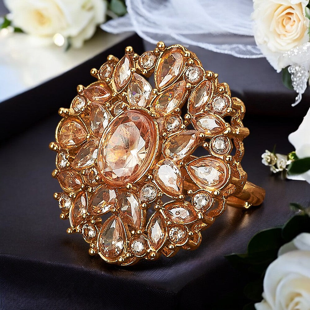 Golden adjustable finger ring