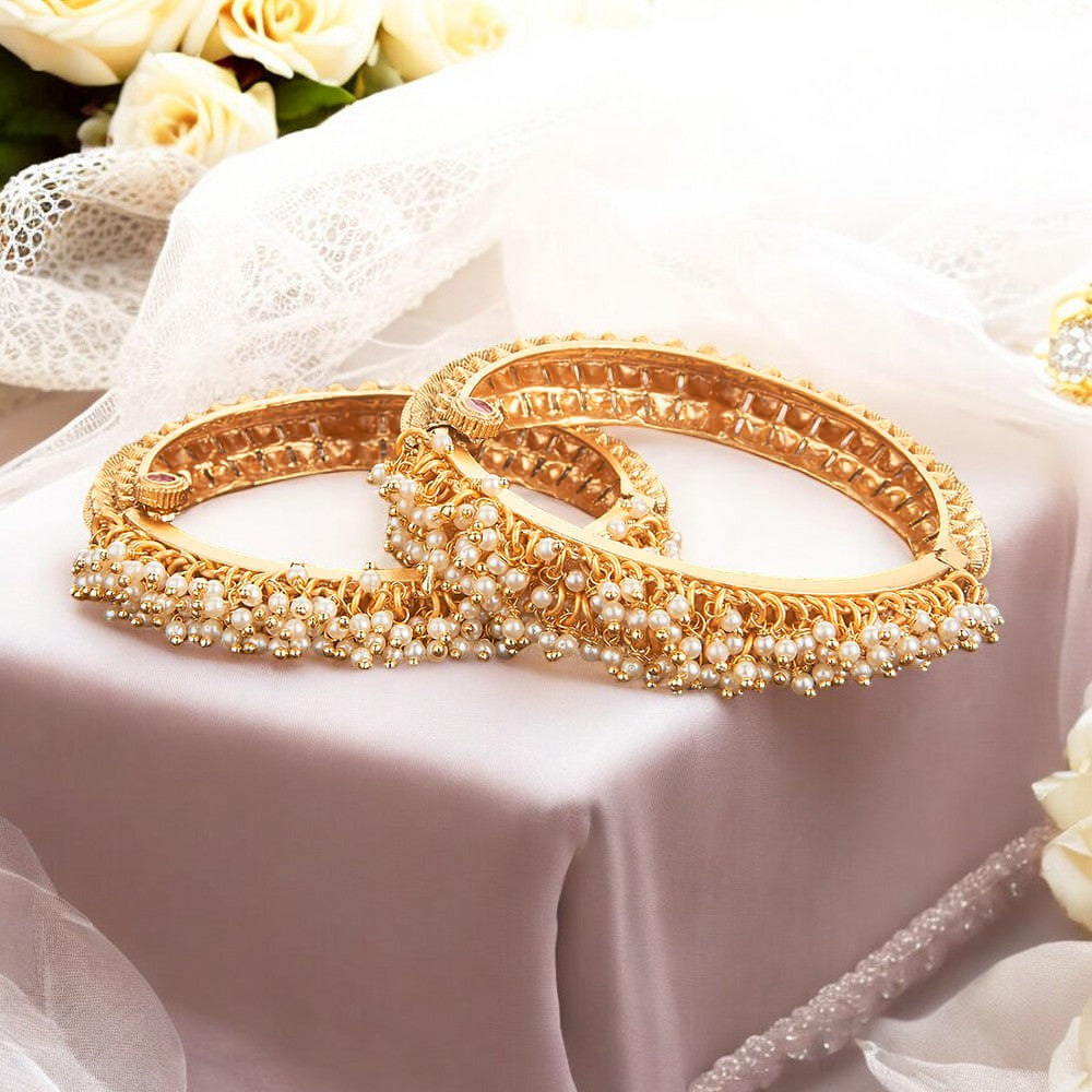 Gold pearl bangles, Indian bangles, Bridal Bangles