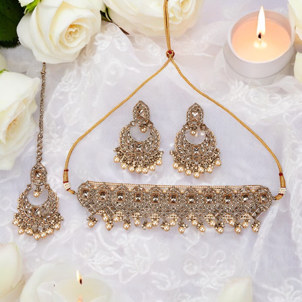 Polki pearl Choker Necklace Set