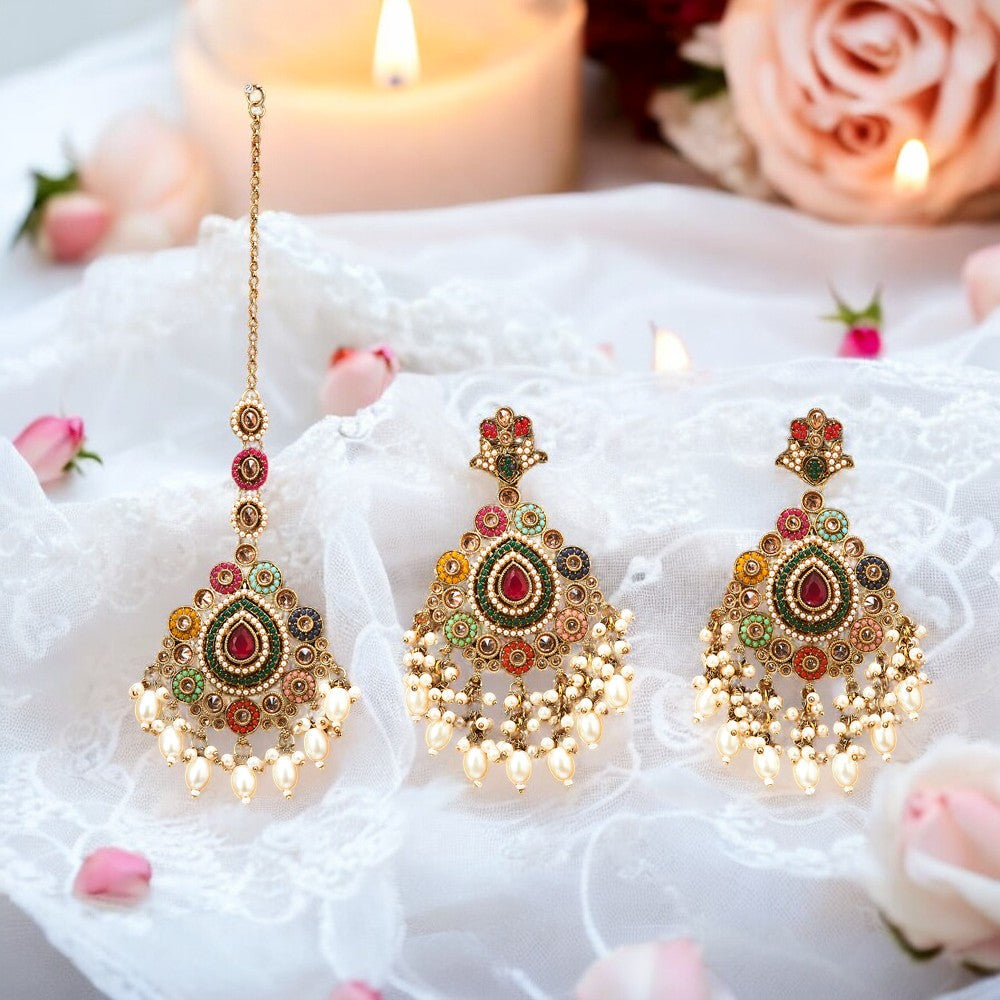 Earring, Maang tikka set