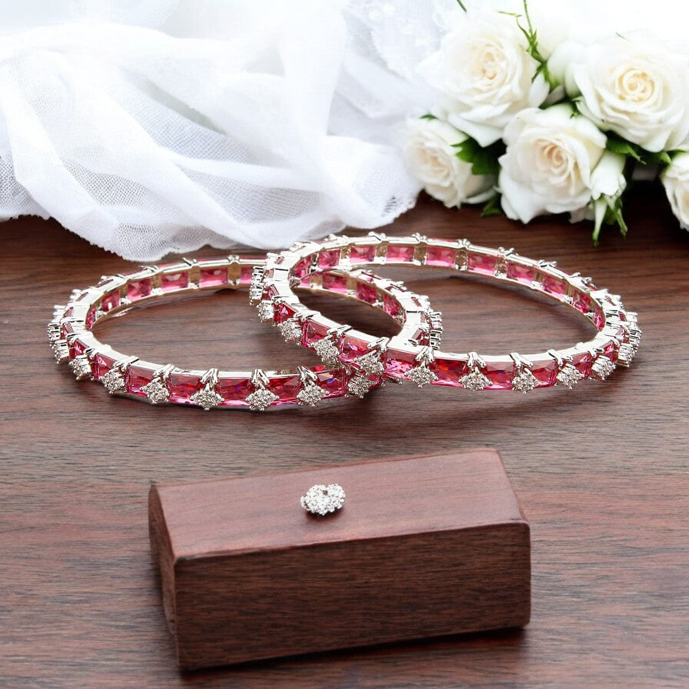 AD ruby bangles, silver Indian bangles, Bridal Bangles