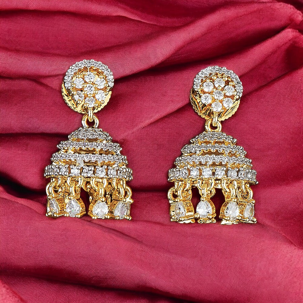 American diamond jhumki earrings