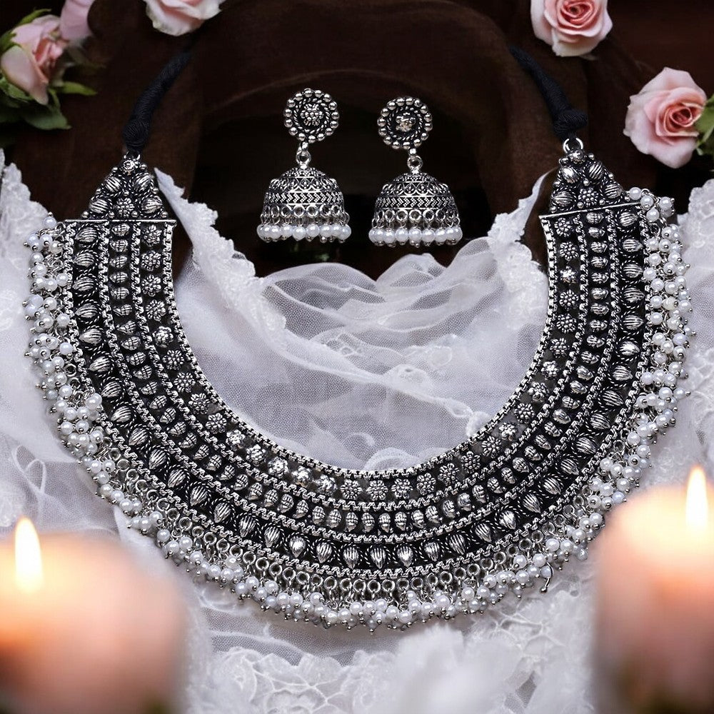 German silver oxidized necklace set