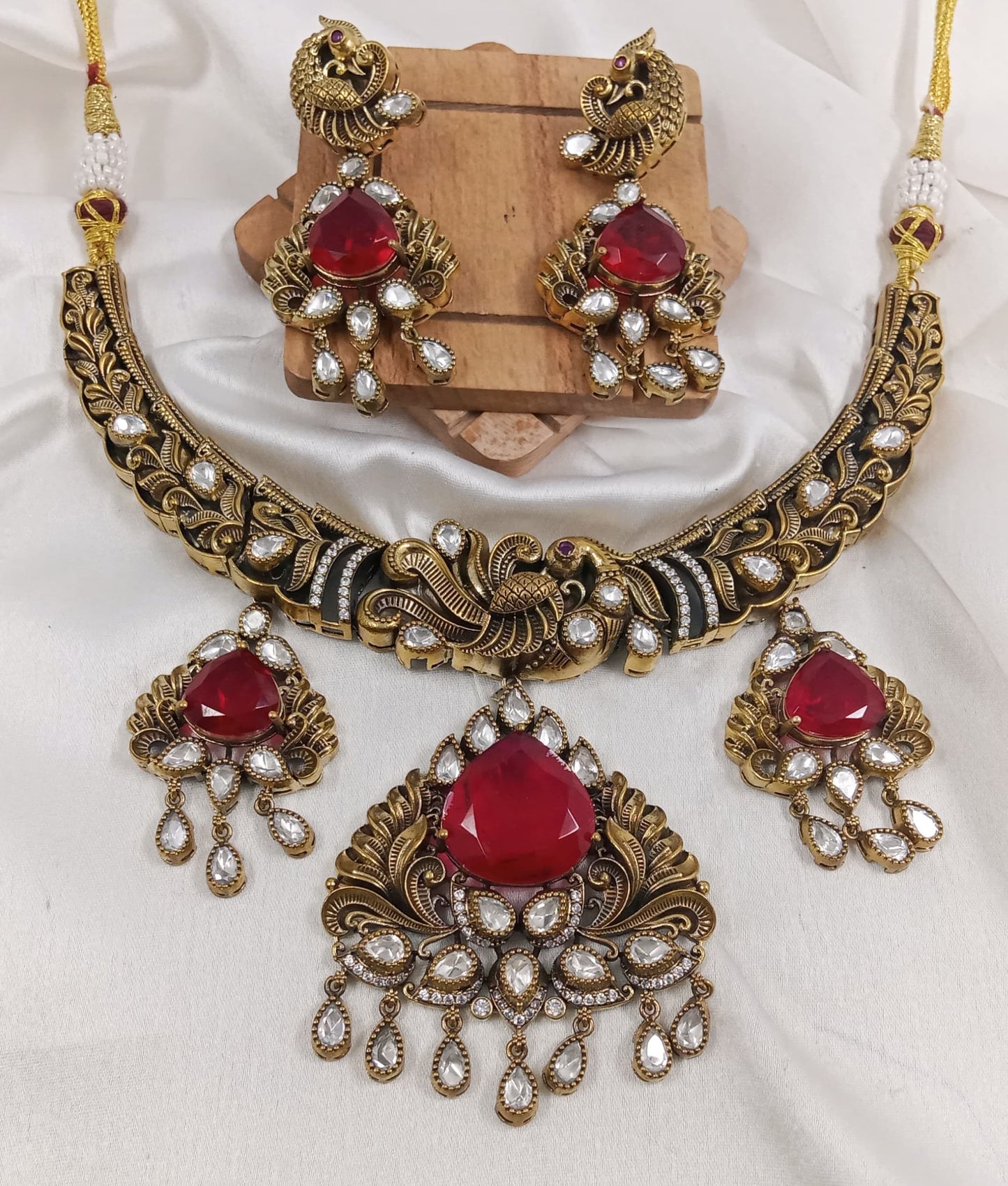 Doublet and Moissanite Necklace set