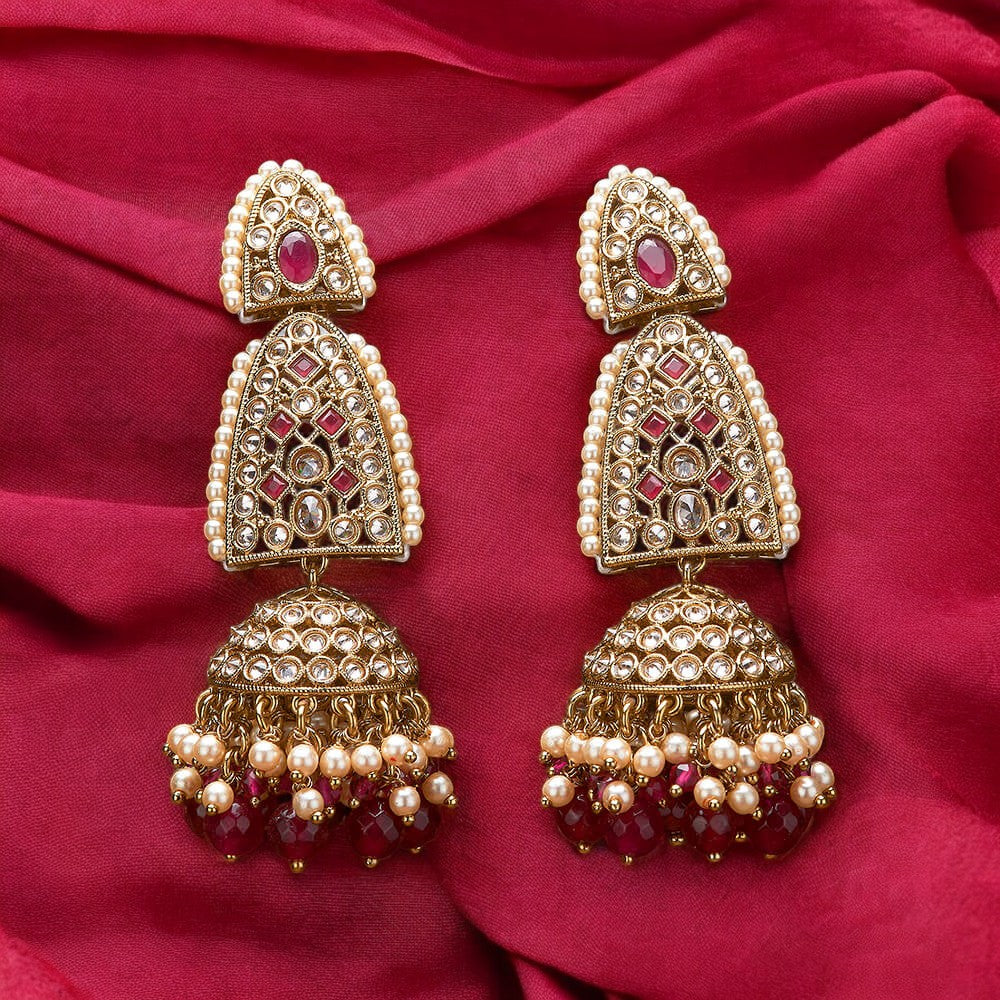Polki, Pearl Jhumka earrings.