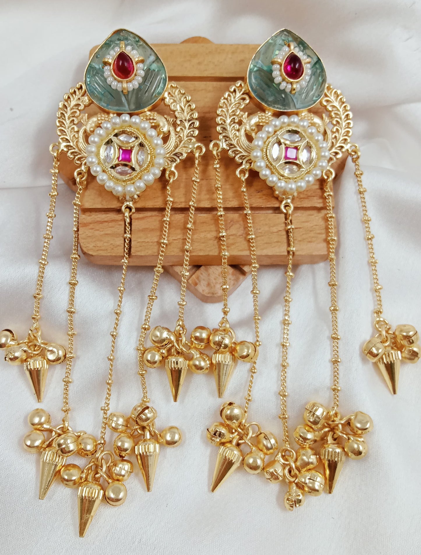 Kundan, ghungroo, Kashmiri fusion earrings