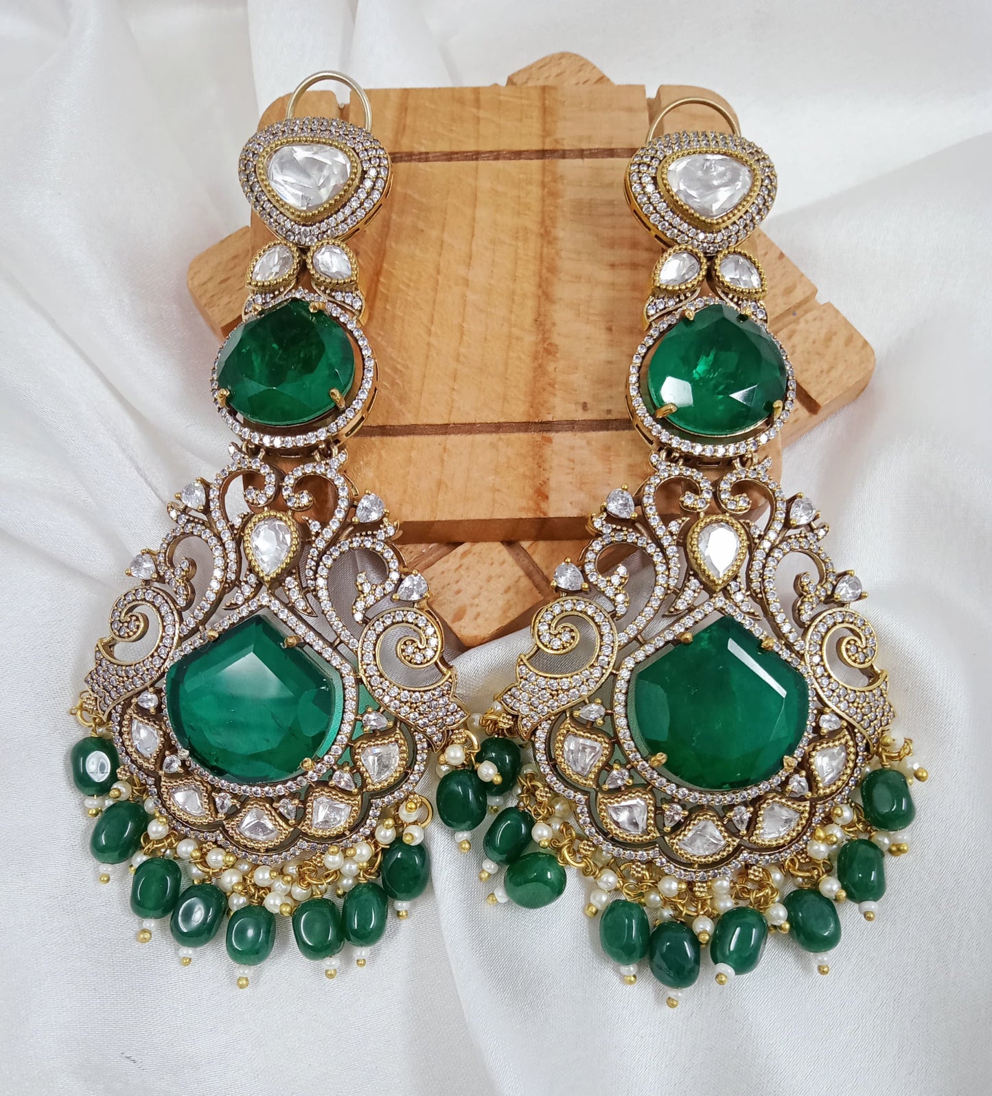 Kundan, Moissanite AD earrings