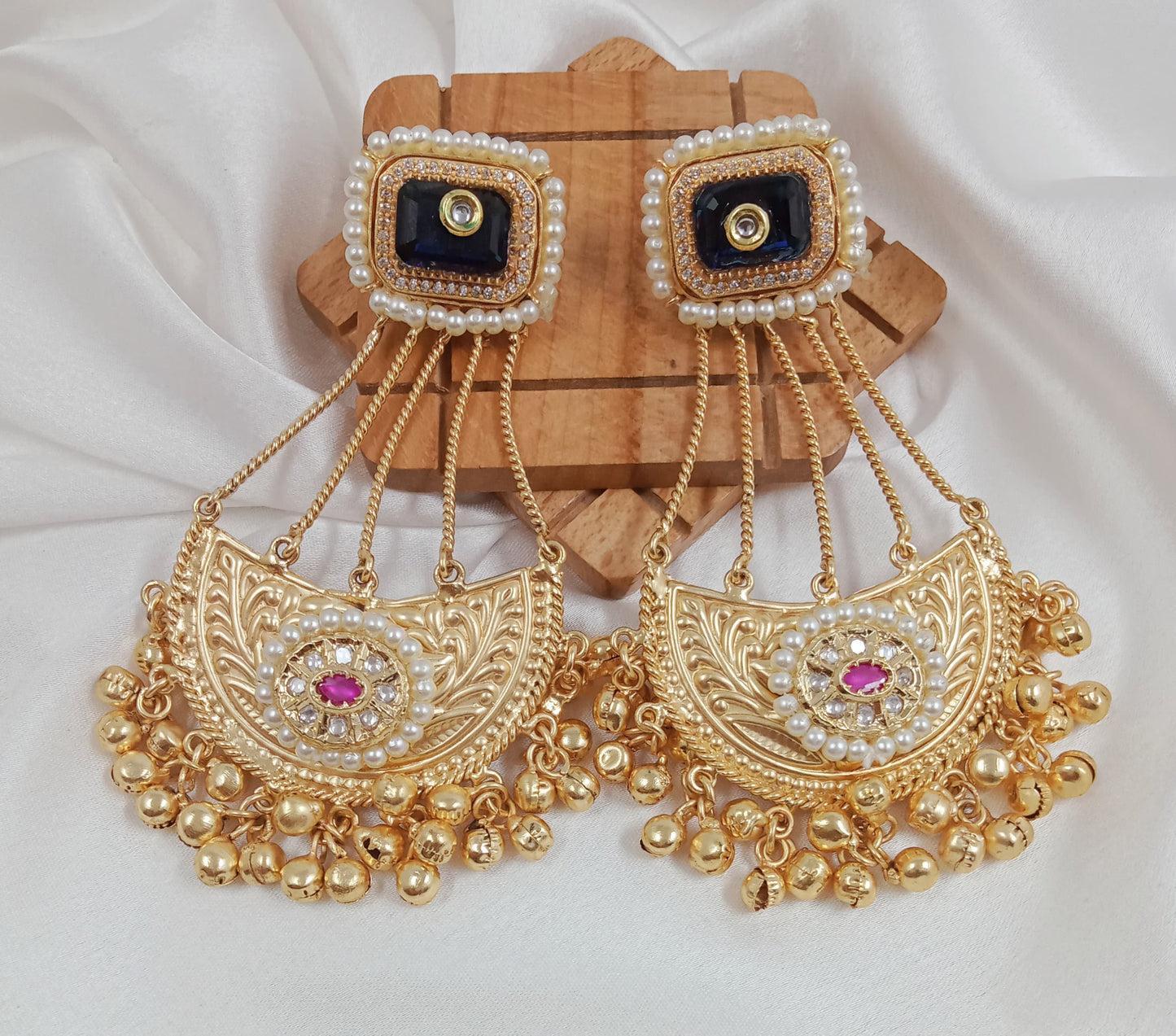 Kundan, ghungroo, Kashmiri fusion earrings