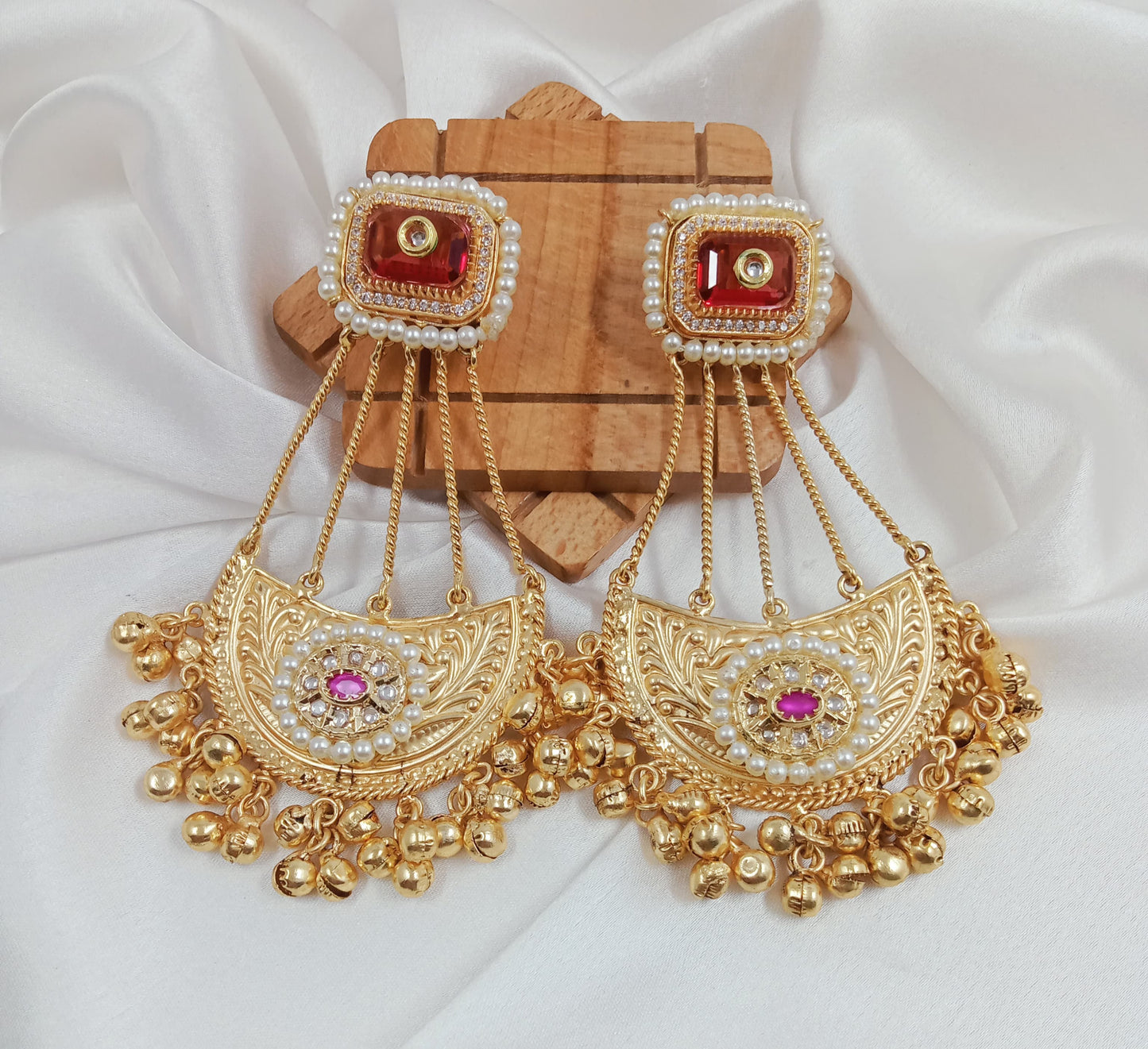 Kundan, ghungroo, Kashmiri fusion earrings