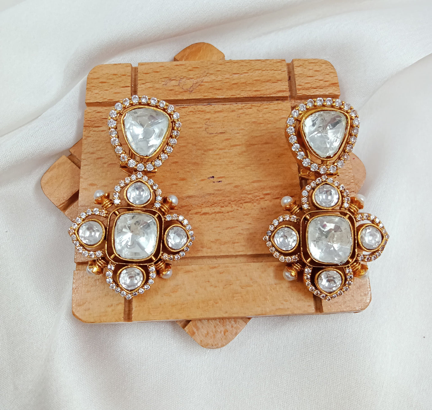 Moissanite kundan polki AD earrings