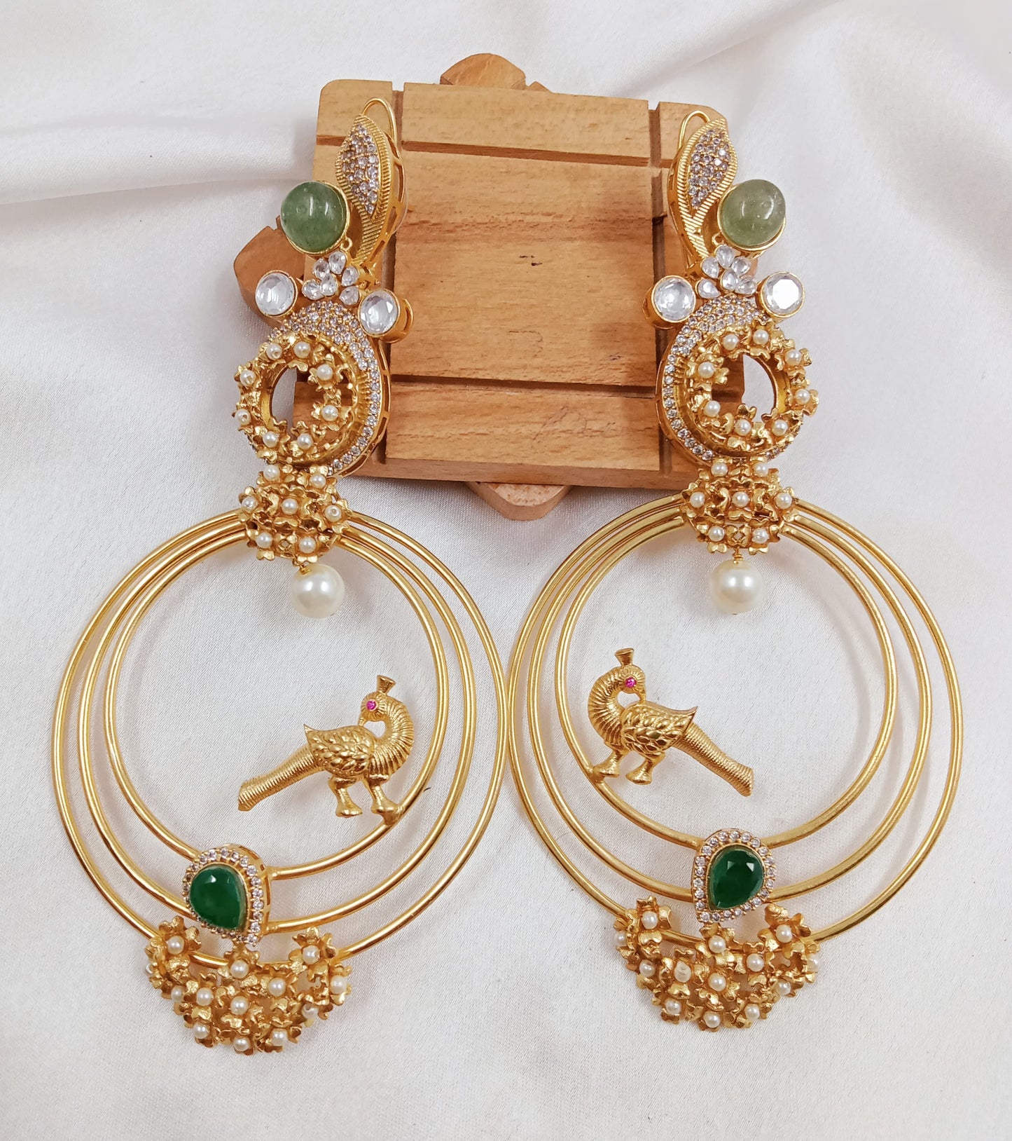 Kundan, ghungroo, fusion earrings