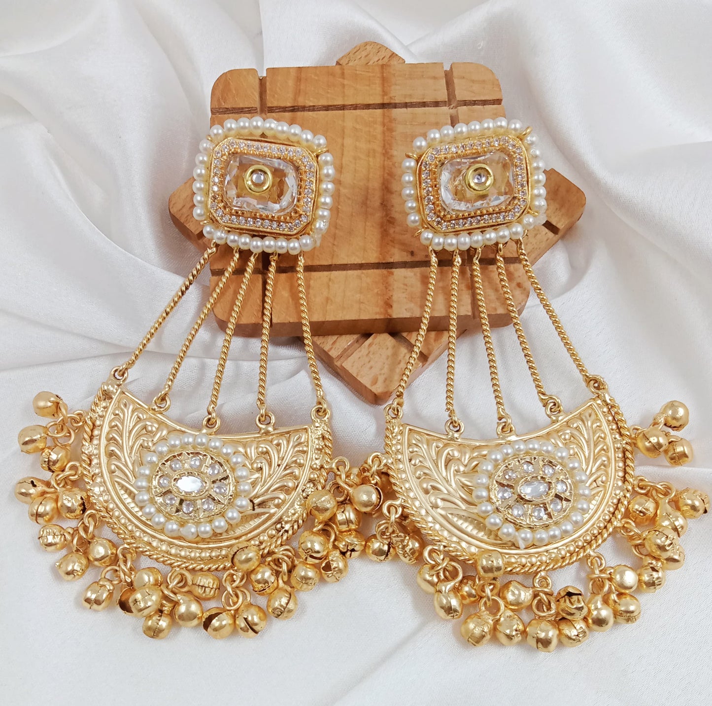 Kundan, ghungroo, Kashmiri fusion earrings