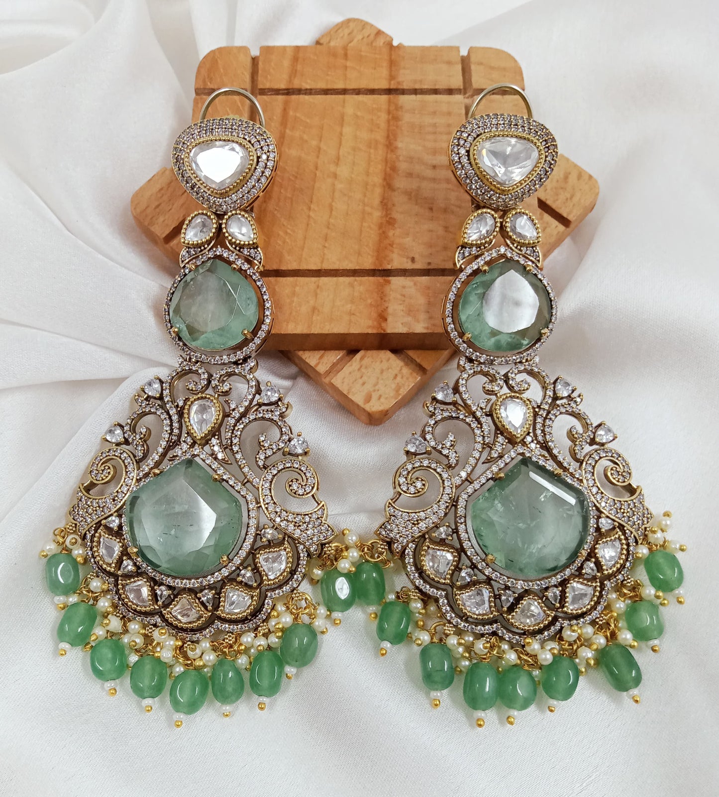 Kundan, Moissanite AD earrings