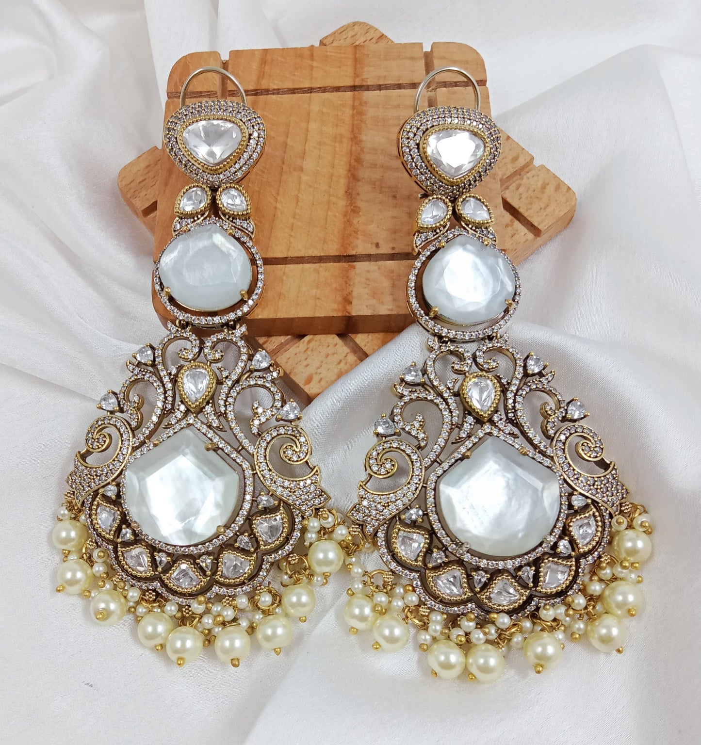 Kundan, Moissanite AD earrings