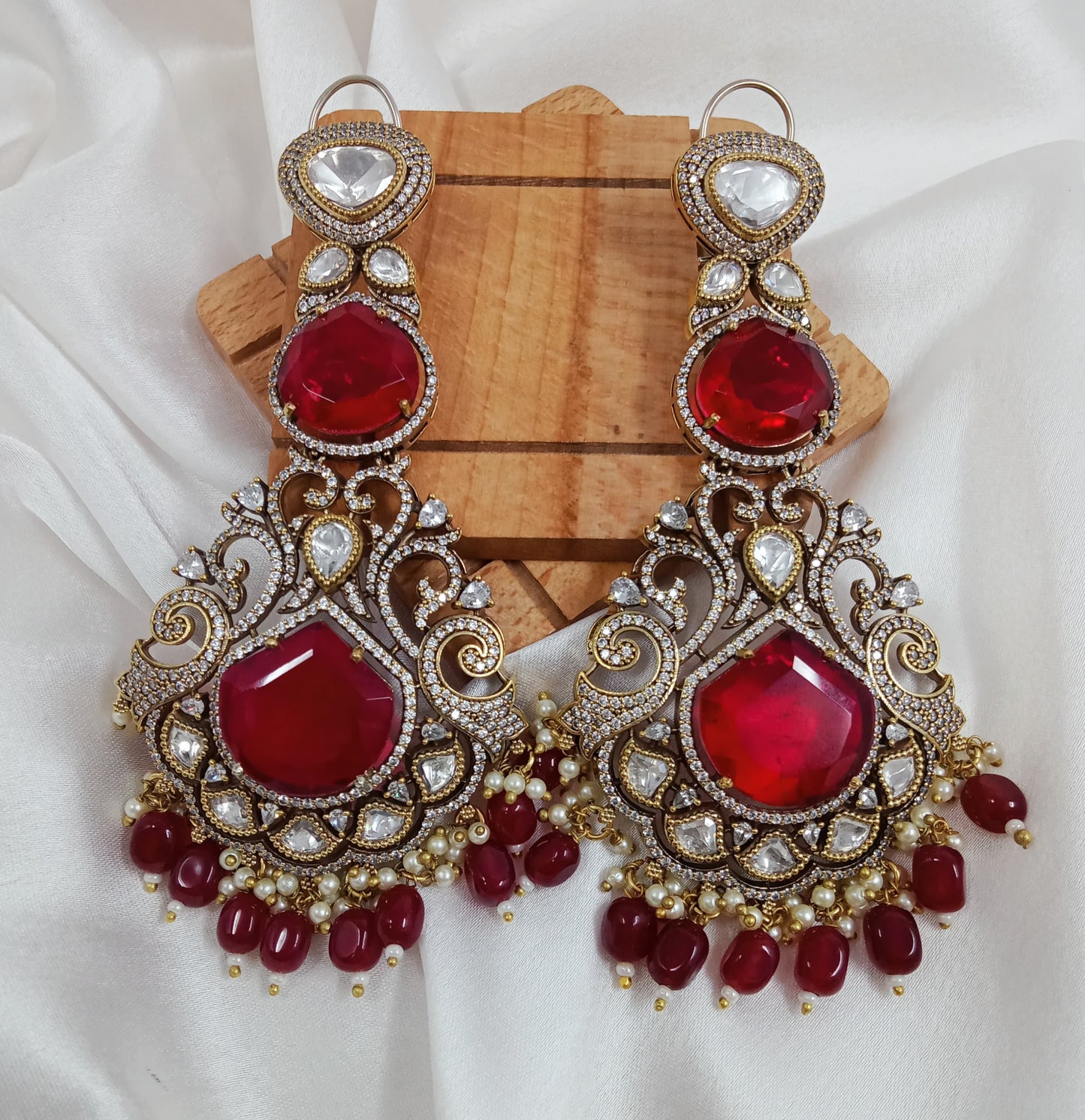 Kundan, Moissanite AD earrings
