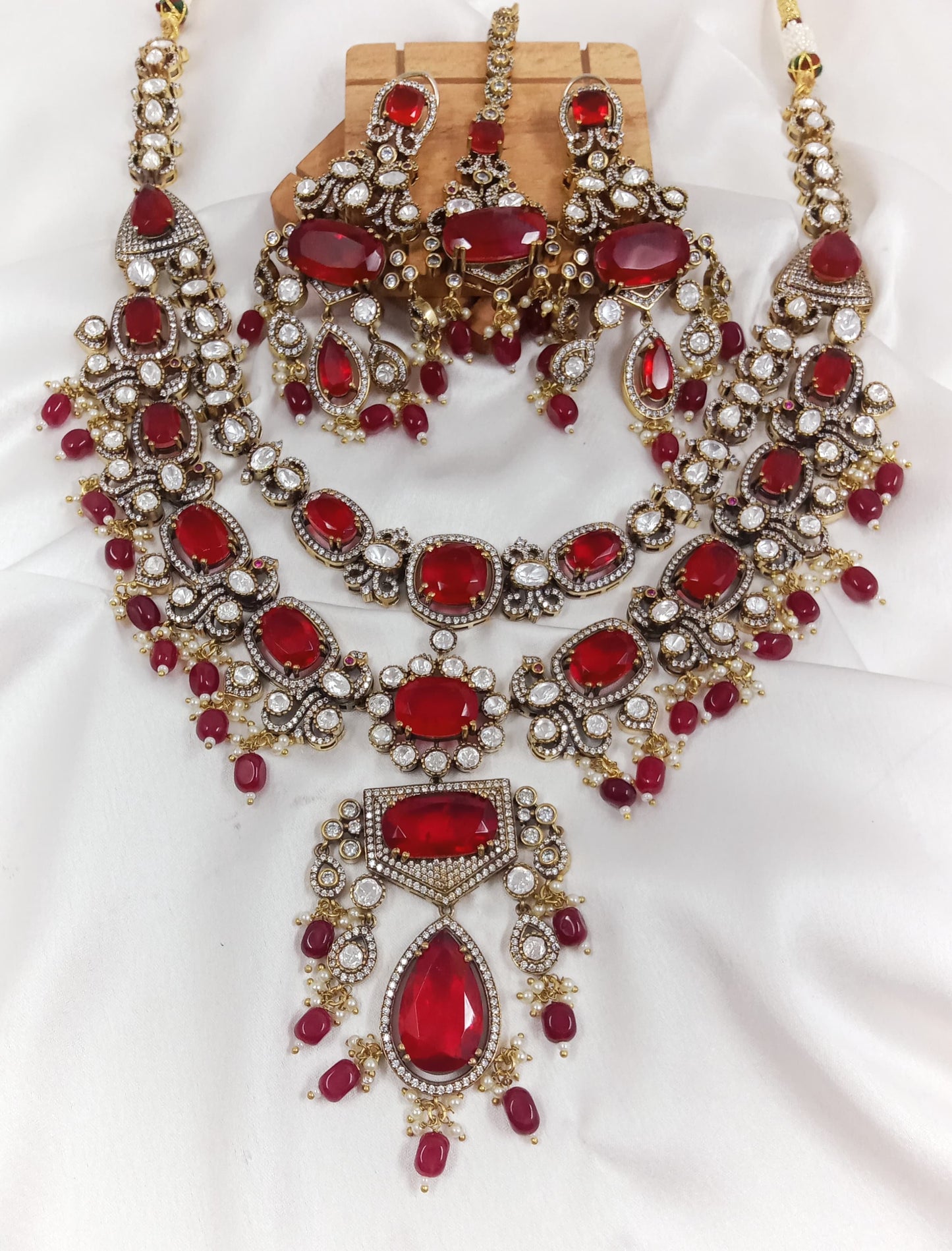 Moissanite and Doublet Ruby Necklace set