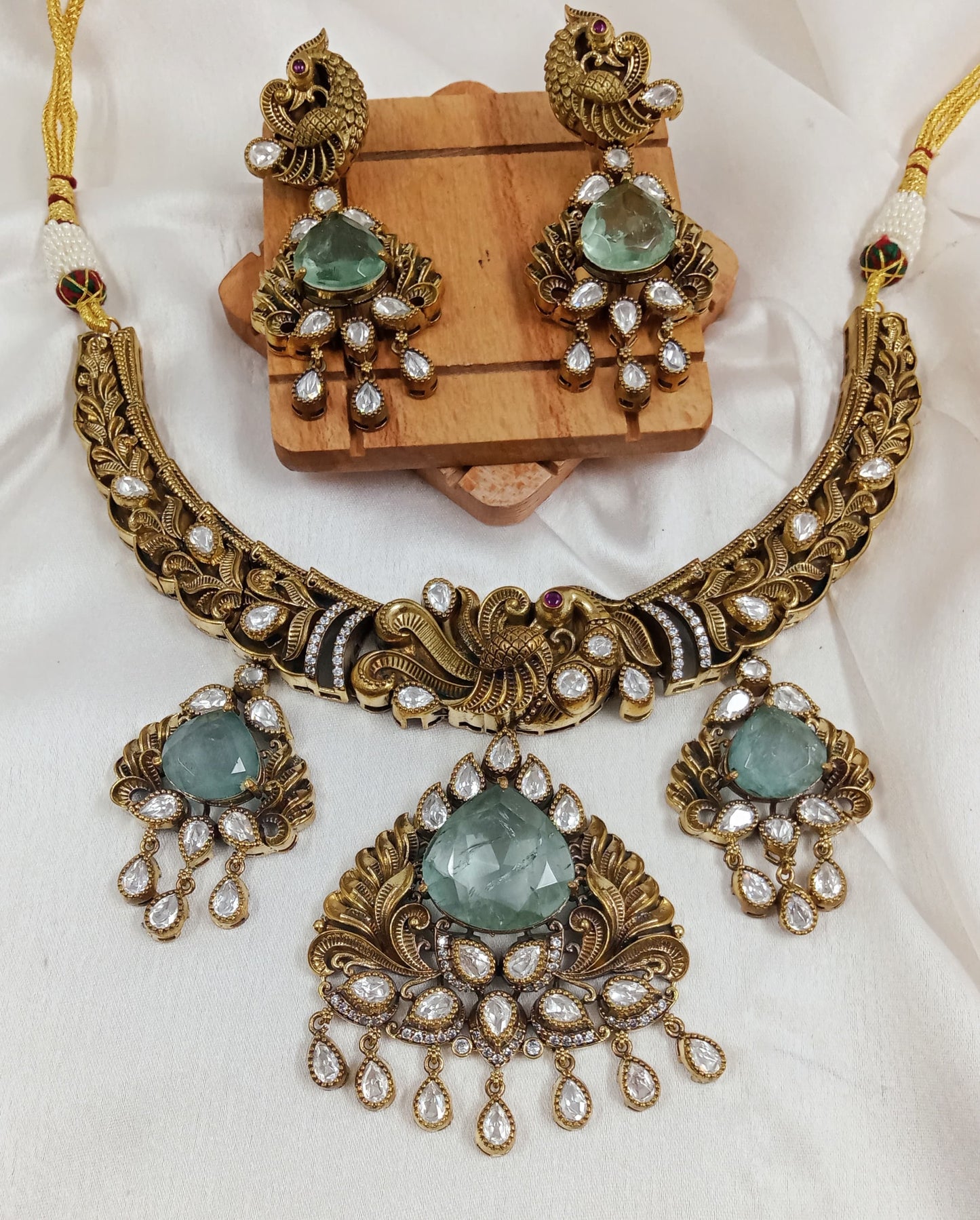 Doublet and Moissanite Necklace set