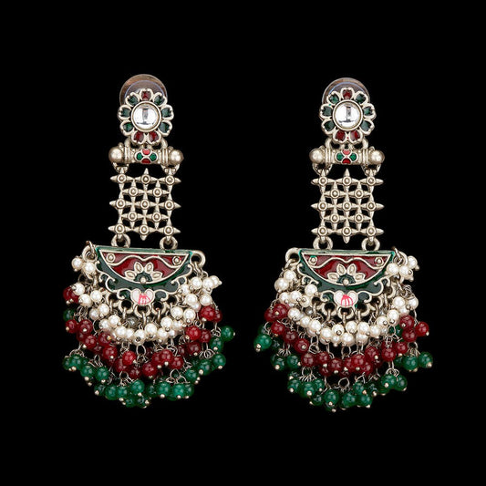 Oxidized Jhumka earrings.