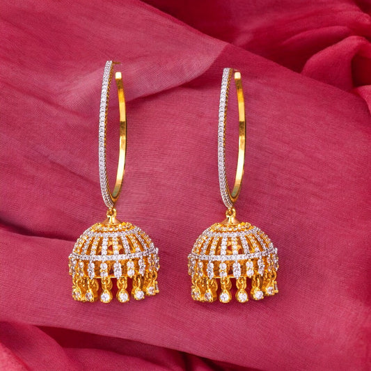 American diamond jhumki earrings.