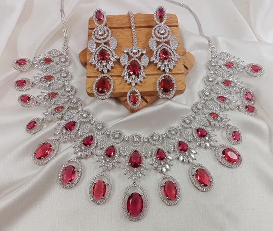 American diamond ruby Necklace set