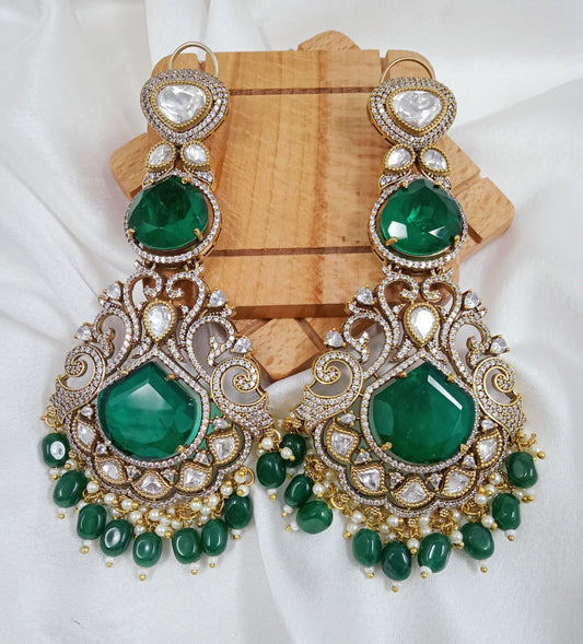 Kundan, Moissanite AD earrings
