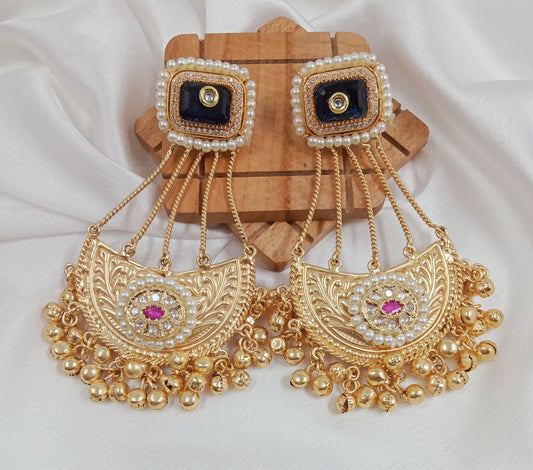 Kundan, ghungroo, Kashmiri fusion earrings