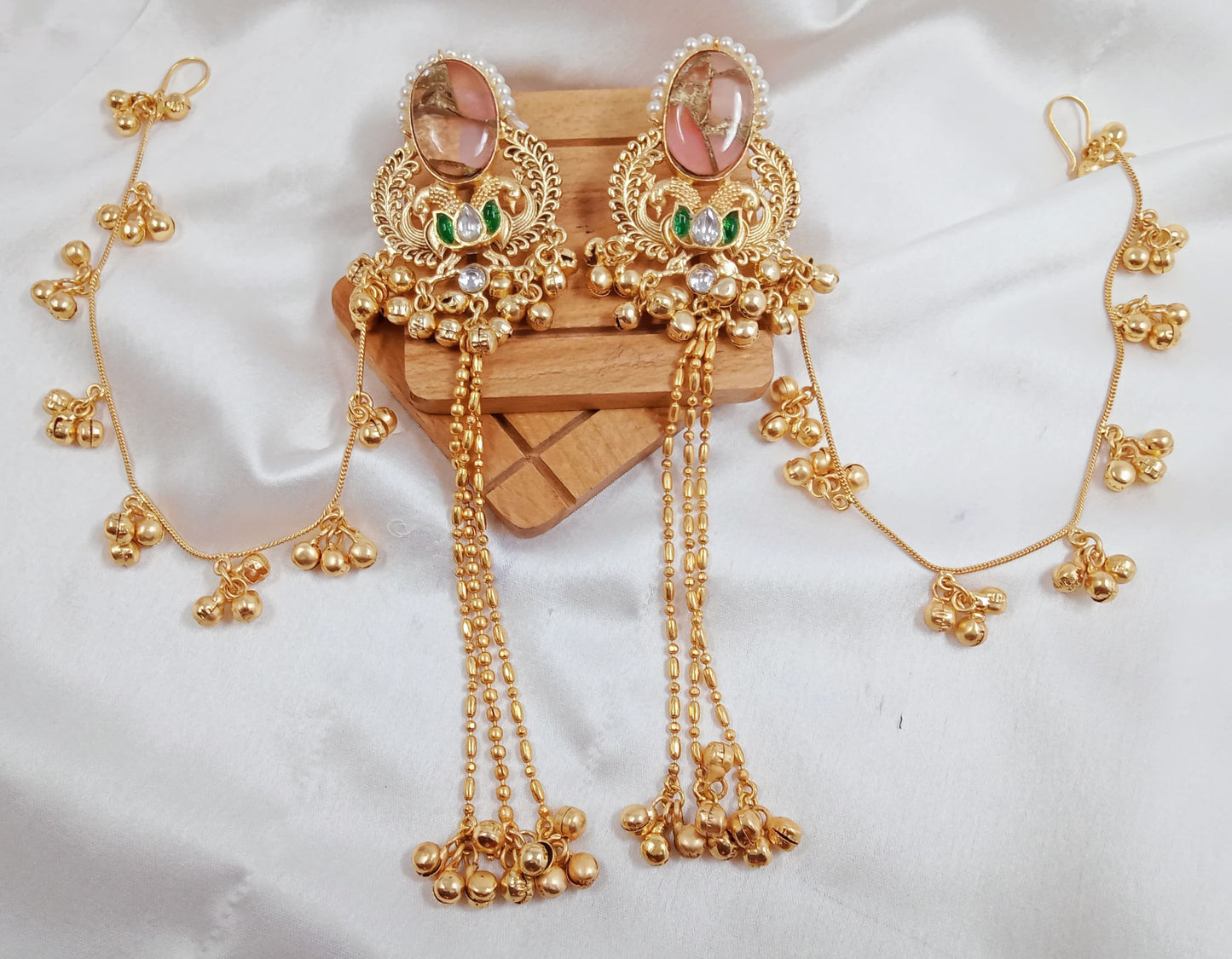 Kundan, ghungroo, Kashmiri fusion earrings