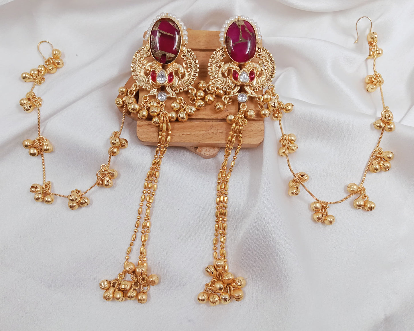 Kundan, ghungroo, Kashmiri fusion earrings