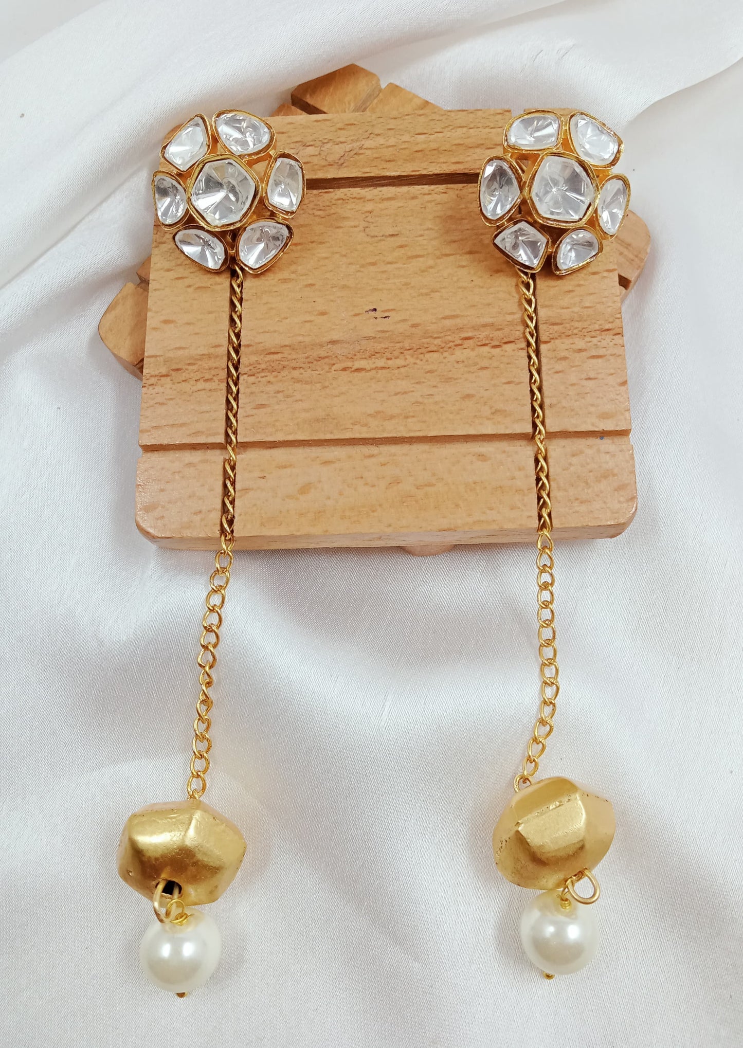 Moissanite, Kundan, Polki drop earrings