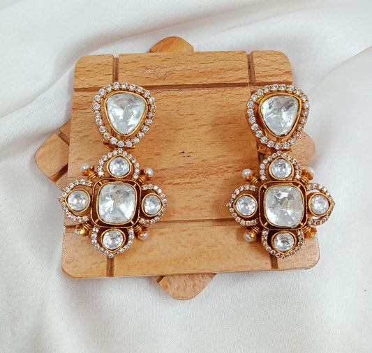 Moissanite kundan polki AD earrings