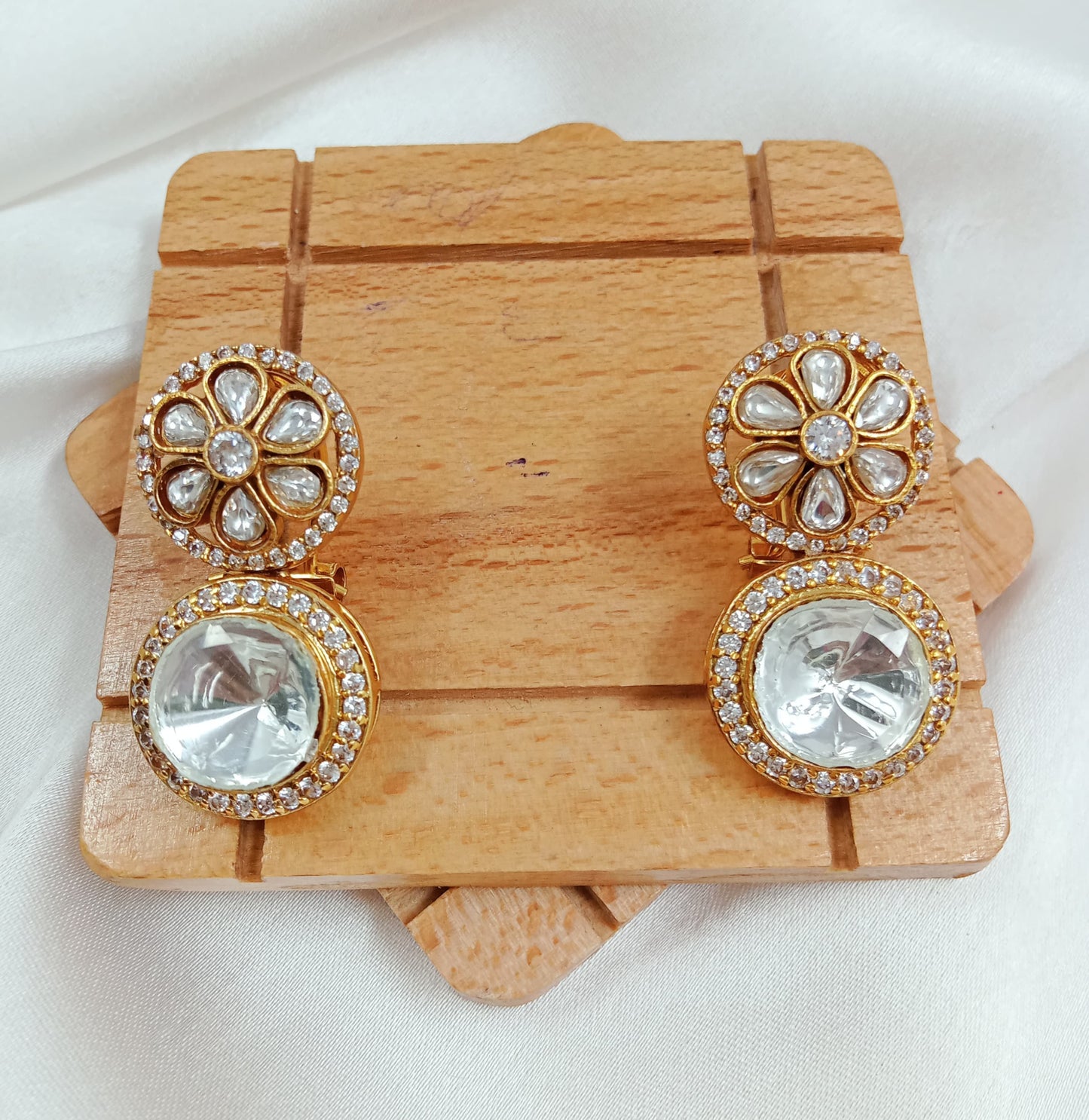 Moissanite polki kundan AD stud earrings
