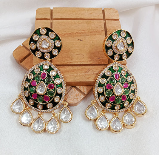 Tyani Kundan, Meenakari earrings