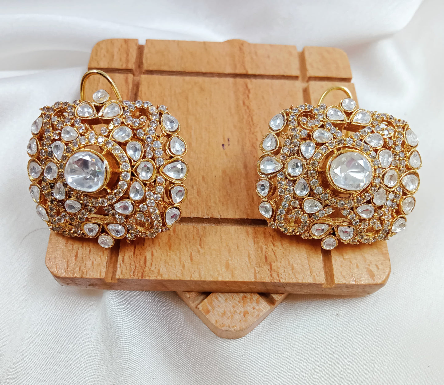 Uncut Kundan and AD ear studs