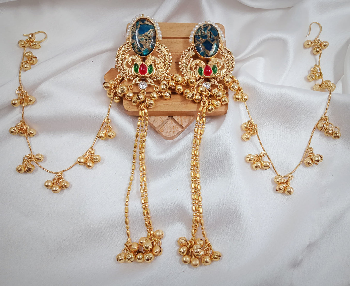 Kundan, ghungroo, Kashmiri fusion earrings