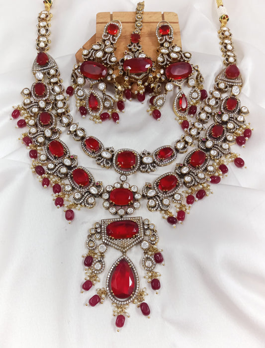 Moissanite and Doublet Ruby Necklace set