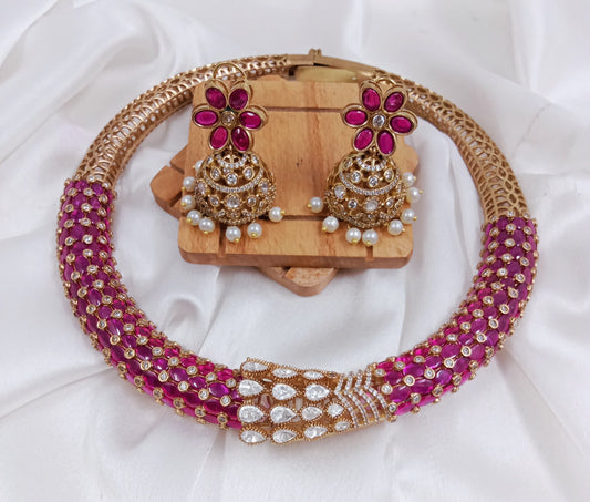 Moissanite choker hasli Necklace set